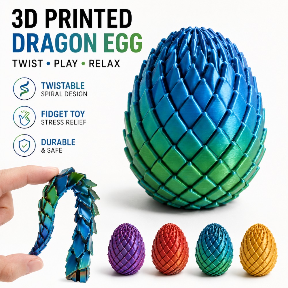 3D Printing Lizard - Jouet œuf de dragon torsadé imprimé