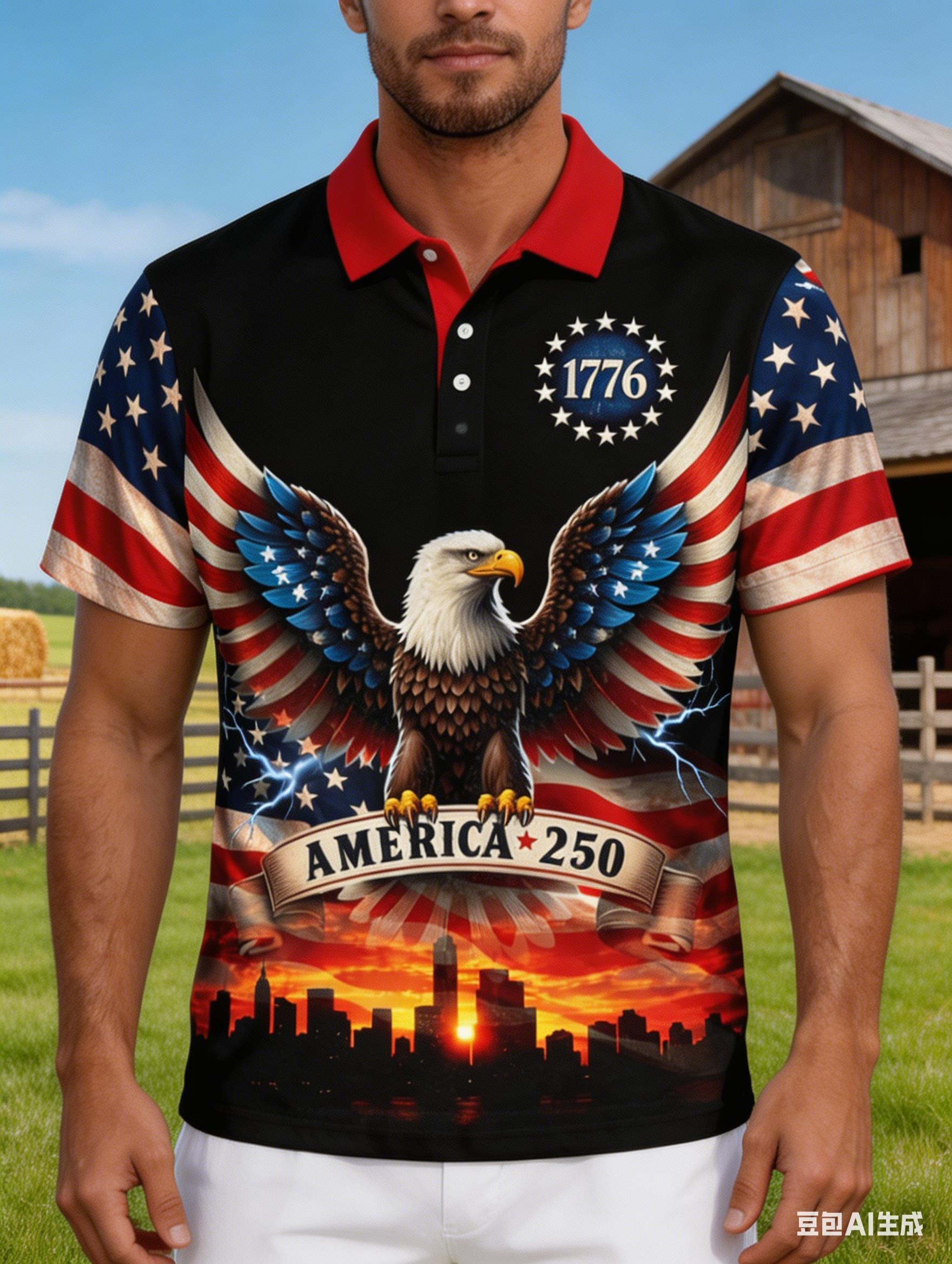 Polo pour homme USA 250th Anni - 3D Printing Eagle avis et prix