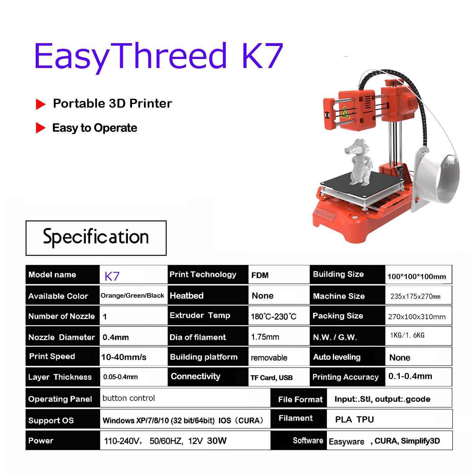 Imprimante 3D portable Easythr - 3D Printing Nerd avis et prix